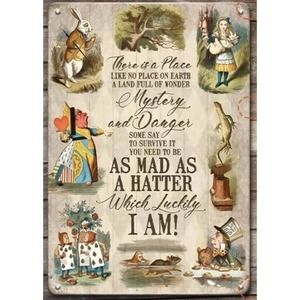 Alice in Wonderland Home Decor Metal Sign, 12 x 8